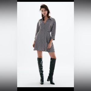 Zara geometric print shirt dress NWT